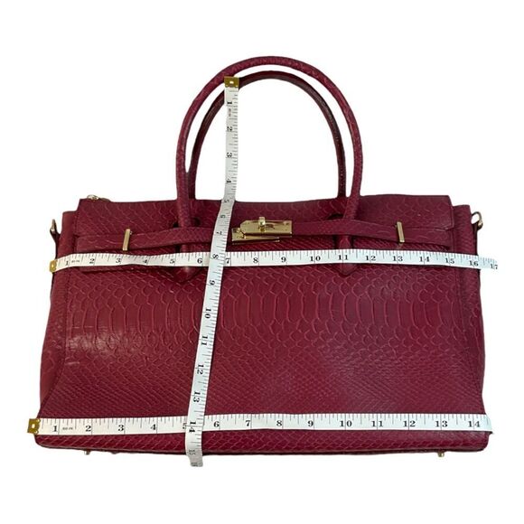 GUNAS NEW YORK Women's HERMIT Burgundy Vegan Leather Double handle Handbag. - Picture 13 of 13